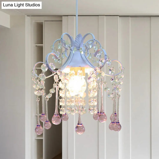 Minimalist Crystal Ceiling Lamp With Hand-Cut Design And Blue/Pink Down Lighting Pink