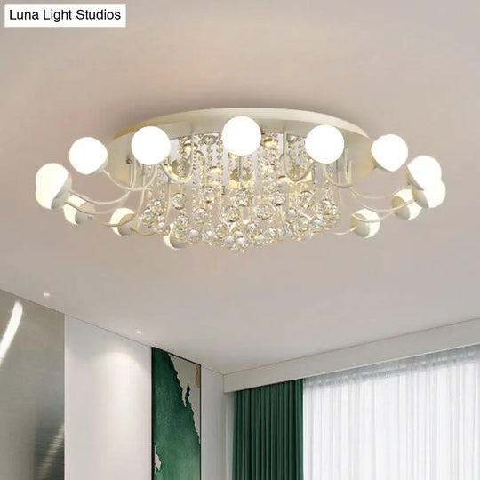 Hand-Cut Crystal Sphere Ceiling Light With Modern Design: 10/12-Head Black/White Mounting For Parlor