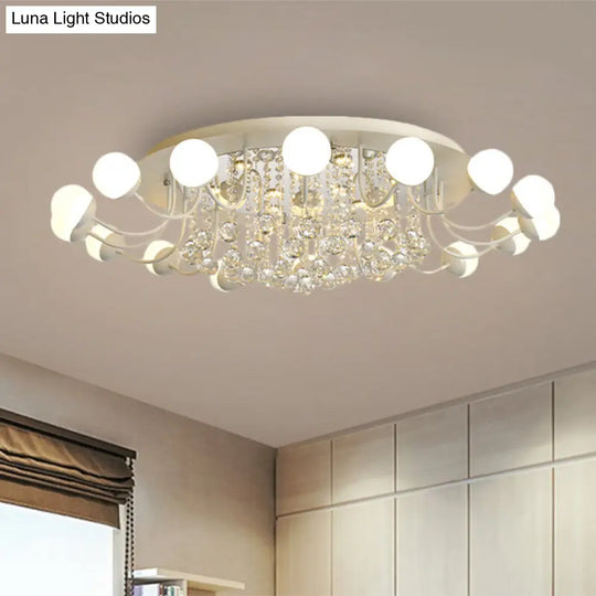 Hand-Cut Crystal Sphere Ceiling Light With Modern Design: 10/12-Head Black/White Mounting For Parlor