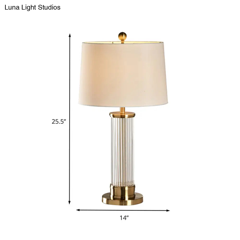 Hand-Cut Crystal White Table Lamp: Modern Reading Light For Study