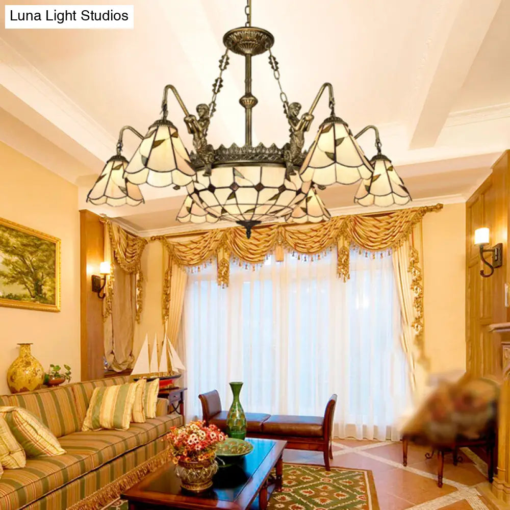 Classic Hand Cut Glass Beige Pendant Chandelier With Scalloped Edge

Note: Its Important To Include