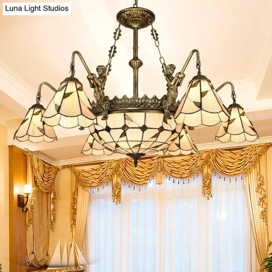 Classic Hand Cut Glass Beige Pendant Chandelier With Scalloped Edge

Note: Its Important To Include