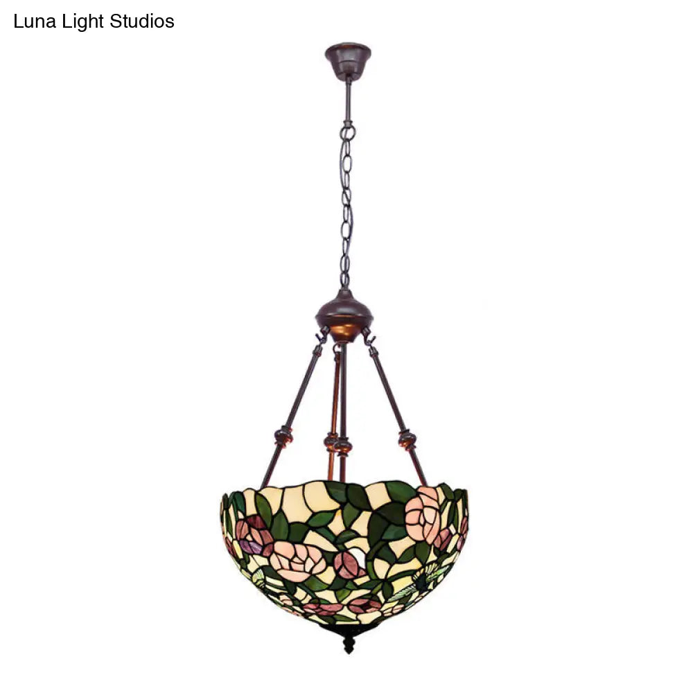 Hand Cut Glass Victorian Pendant Chandelier - 2 Lights Red/Pink/Purple Ideal For Bedroom Lighting