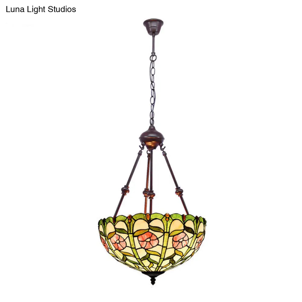 Hand Cut Glass Victorian Pendant Chandelier - 2 Lights Red/Pink/Purple Ideal For Bedroom Lighting