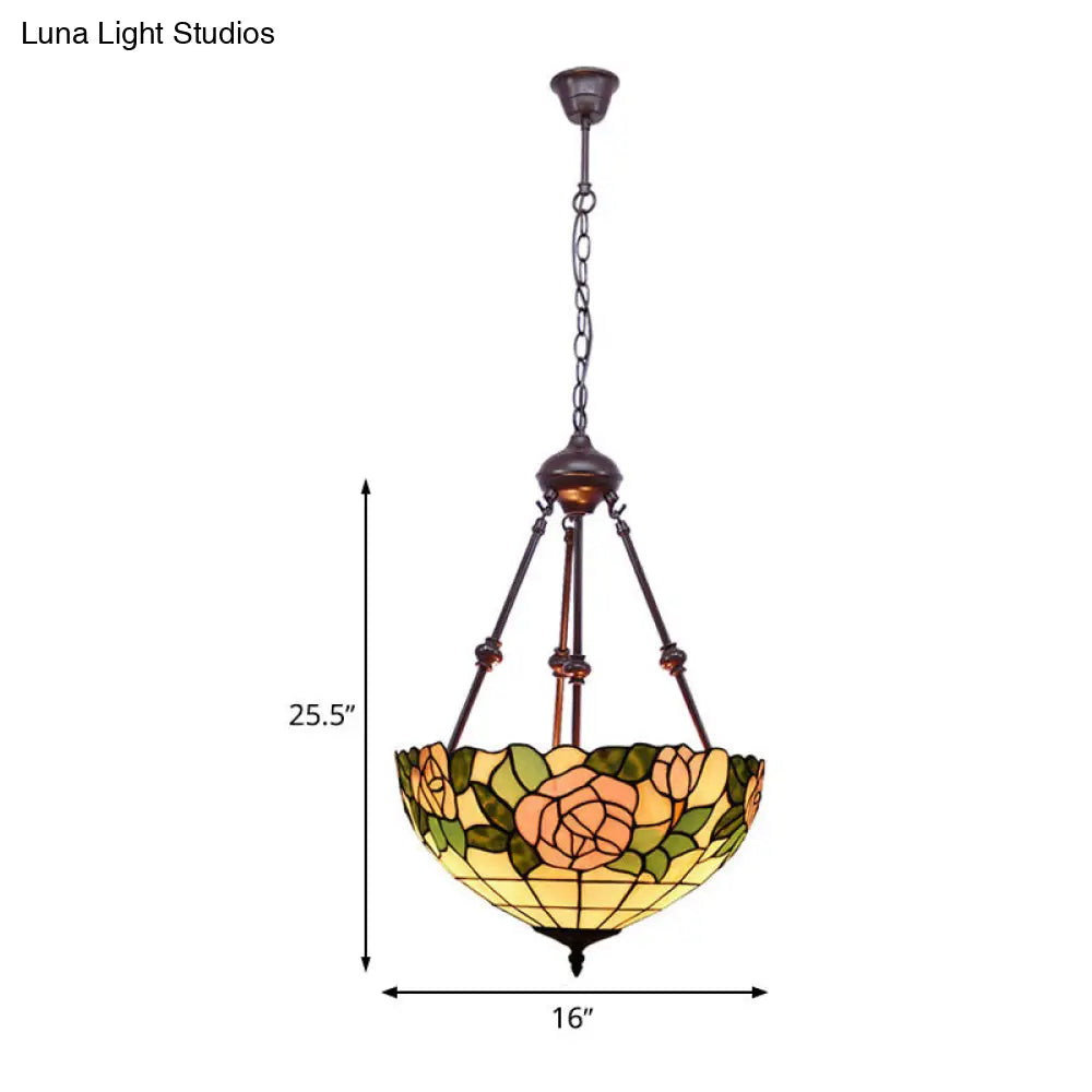 Hand Cut Glass Victorian Pendant Chandelier - 2 Lights Red/Pink/Purple Ideal For Bedroom Lighting