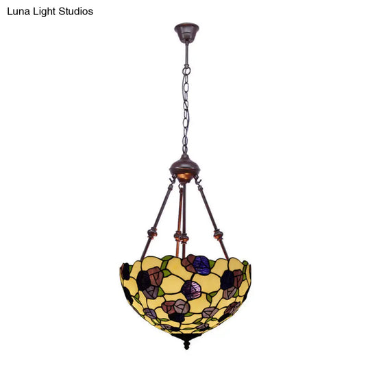 Hand Cut Glass Victorian Pendant Chandelier - 2 Lights Red/Pink/Purple Ideal For Bedroom Lighting