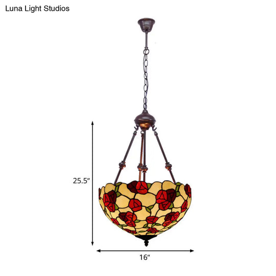 Hand Cut Glass Victorian Pendant Chandelier - 2 Lights Red/Pink/Purple Ideal For Bedroom Lighting