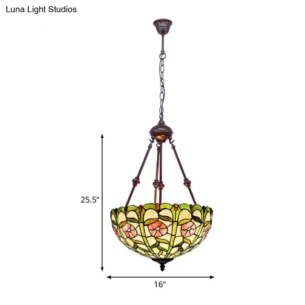 Hand Cut Glass Victorian Pendant Chandelier - 2 Lights Red/Pink/Purple Ideal For Bedroom Lighting