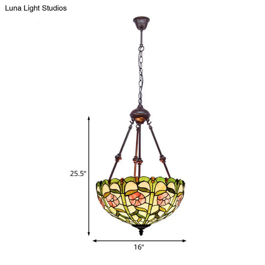 Hand Cut Glass Victorian Pendant Chandelier - 2 Lights Red/Pink/Purple Ideal For Bedroom Lighting