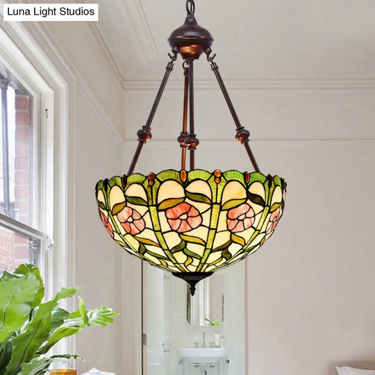 Hand Cut Glass Victorian Pendant Chandelier - 2 Lights Red/Pink/Purple Ideal For Bedroom Lighting