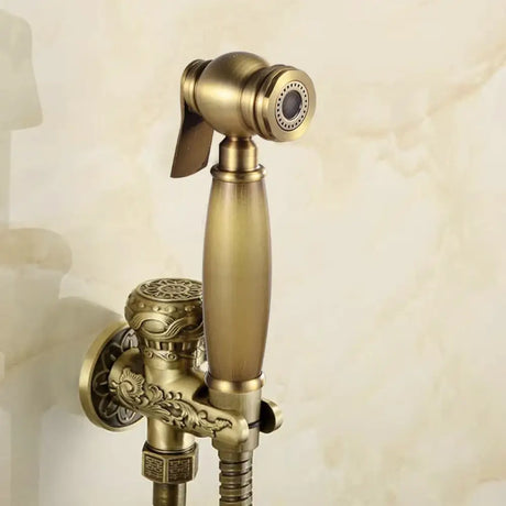 Hand Held Bidet Sprayer Douche Toilet Kit Antique Brass Shattaf Shower Head Gold Copper Valve Set Jet Toilet Bidet