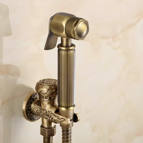 Hand Held Bidet Sprayer Douche Toilet Kit Antique Brass Shattaf Shower Head Gold Copper Valve Set Jet Toilet Bidet