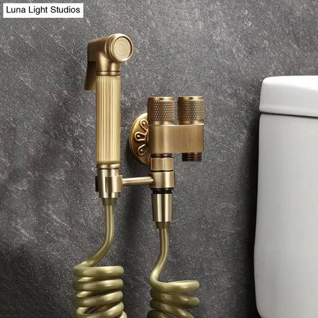 Hand Held Bidet Sprayer Douche Toilet Kit Antique Bronze Shattaf Shower Head Brass Valve Set Jet Bidet Faucet Garden