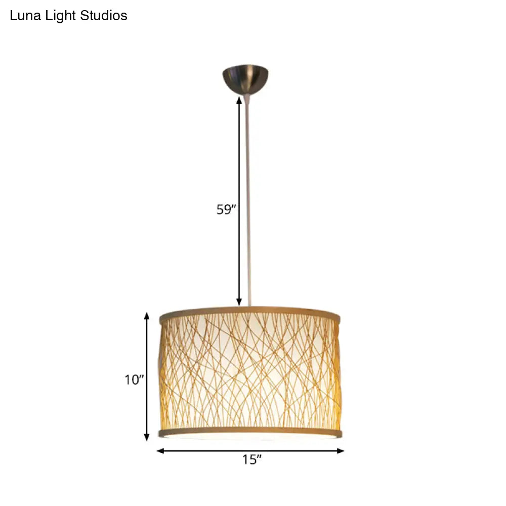 Hand-Woven Bamboo Pendant Light For Restaurants - Japanese Style