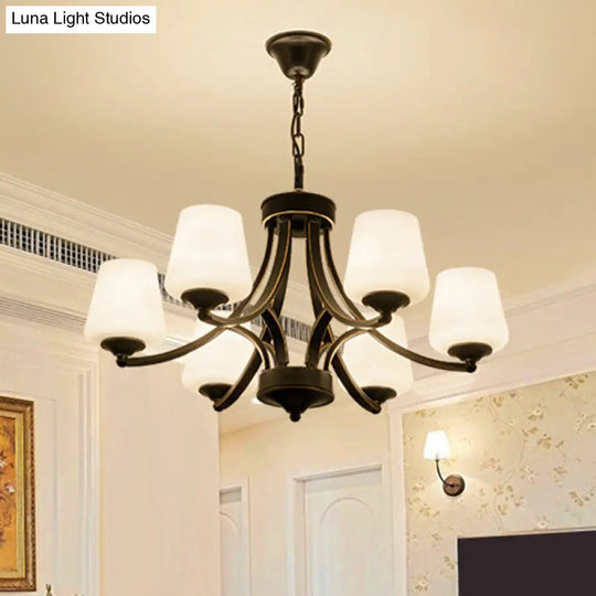 Handblown Glass Black Bud Chandelier Light Fixture For Traditional Ceiling Lighting