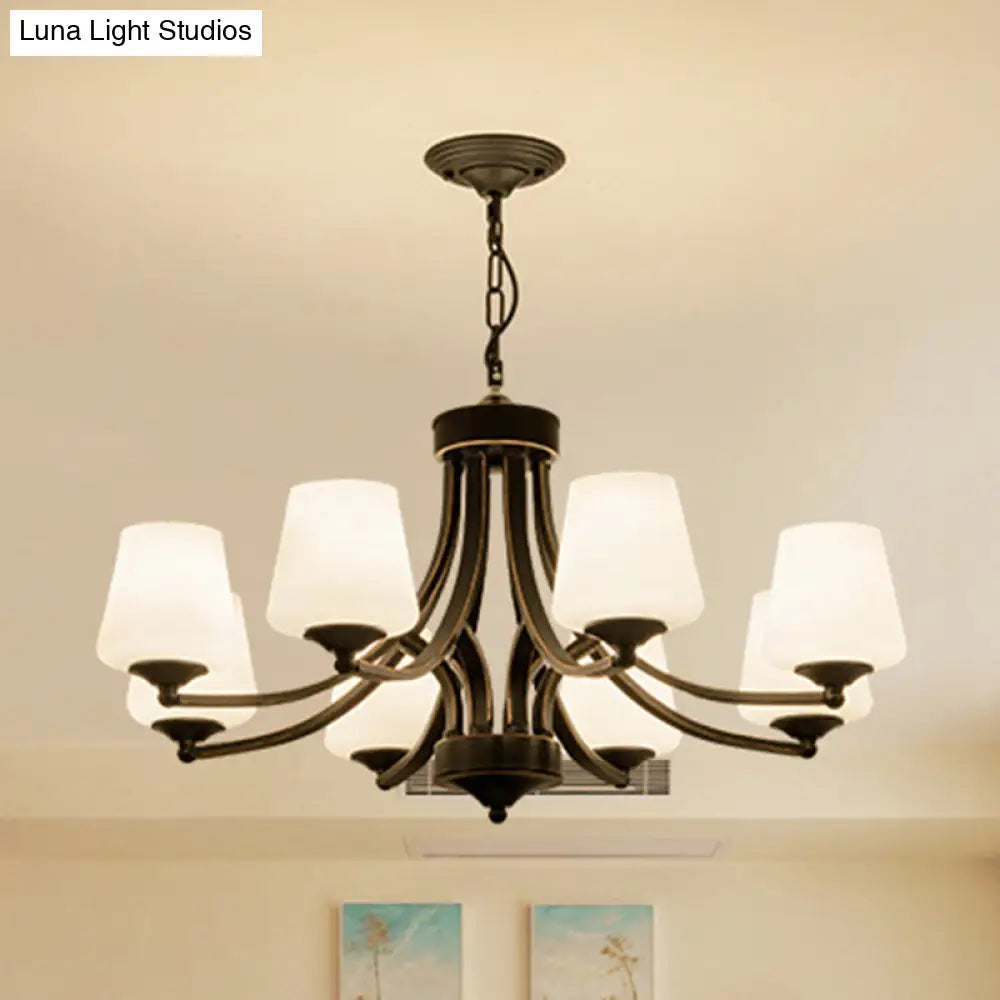 Handblown Glass Black Bud Chandelier Light Fixture For Traditional Ceiling Lighting