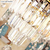 Handblown Glass Floral Vintage Chandelier Pendant Light With Crystal Accent