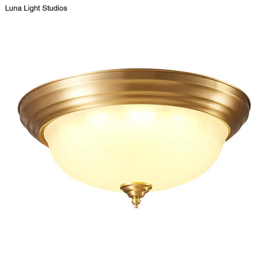 Handblown Glass Flush Mount Lighting - Retro Living Room Ceiling Light In Gold