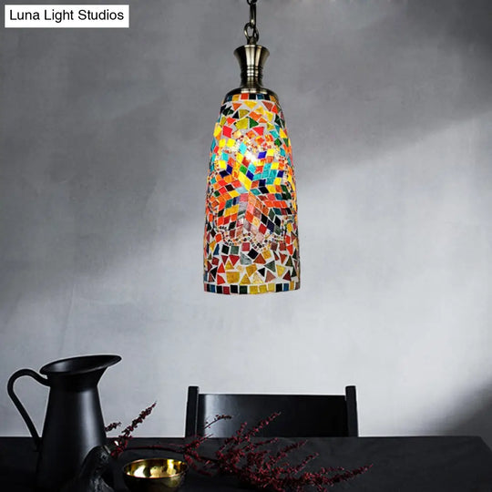 Handcrafted Art Glass Multi-Colored Ceiling Light Pendant Fixture