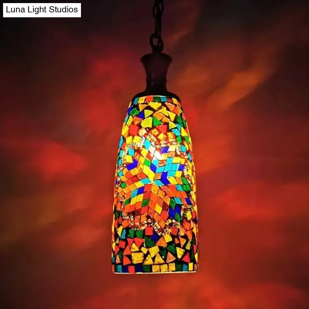 Handcrafted Art Glass Multi-Colored Ceiling Light Pendant Fixture