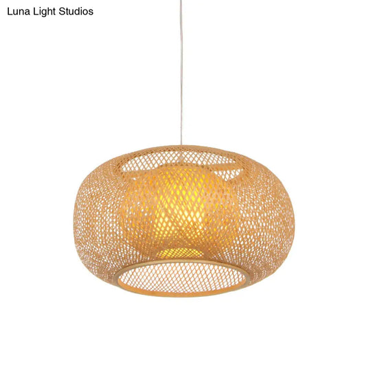 Handcrafted Bamboo Hanging Lamp - Flaxen Asia Pendant Light For Restaurants