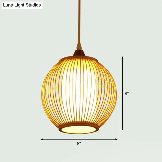 Handcrafted Bamboo Pendant Ceiling Light - Chinese Style Single For Restaurant Ambience