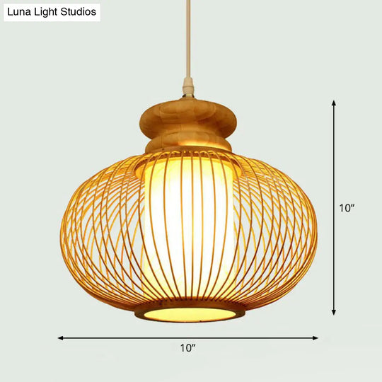 Handcrafted Bamboo Pendant Ceiling Light - Chinese Style Single For Restaurant Ambience