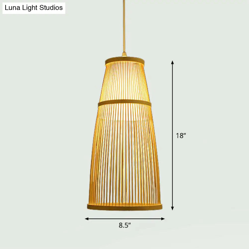 Handcrafted Bamboo Pendant Ceiling Light - Chinese Style Single For Restaurant Ambience