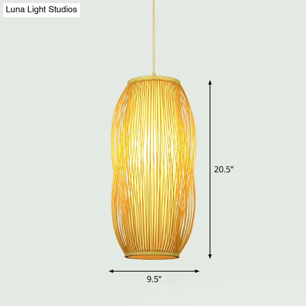 Handcrafted Bamboo Pendant Ceiling Light - Chinese Style Single For Restaurant Ambience