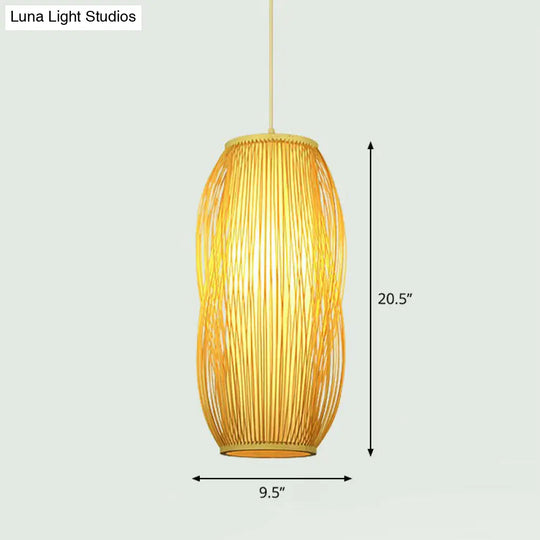 Handcrafted Bamboo Pendant Ceiling Light - Chinese Style Single For Restaurant Ambience