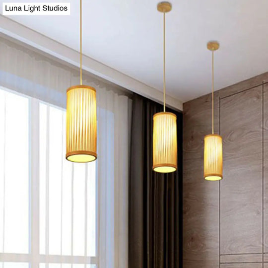 Handcrafted Bamboo Pendant Ceiling Light - Chinese Style Single For Restaurant Ambience