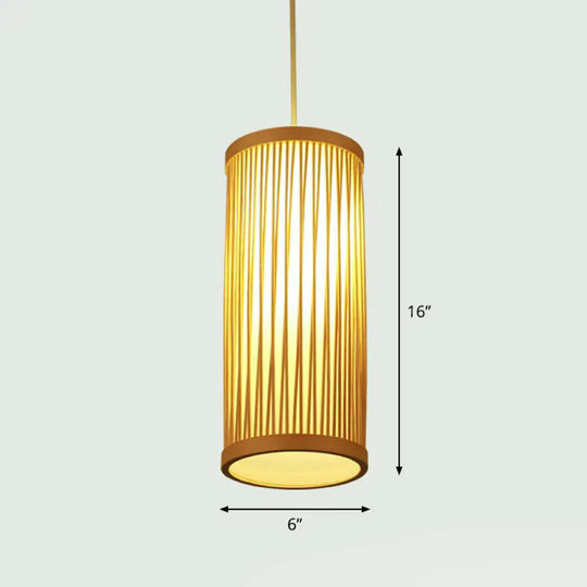 Handcrafted Bamboo Pendant Ceiling Light - Chinese Style Single For Restaurant Ambience Wood / H