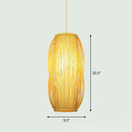 Handcrafted Bamboo Pendant Ceiling Light - Chinese Style Single For Restaurant Ambience Wood / K