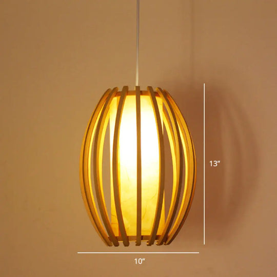 Handcrafted Bamboo Suspension Pendant Light For Tea Rooms - Minimalist Wood Design / J