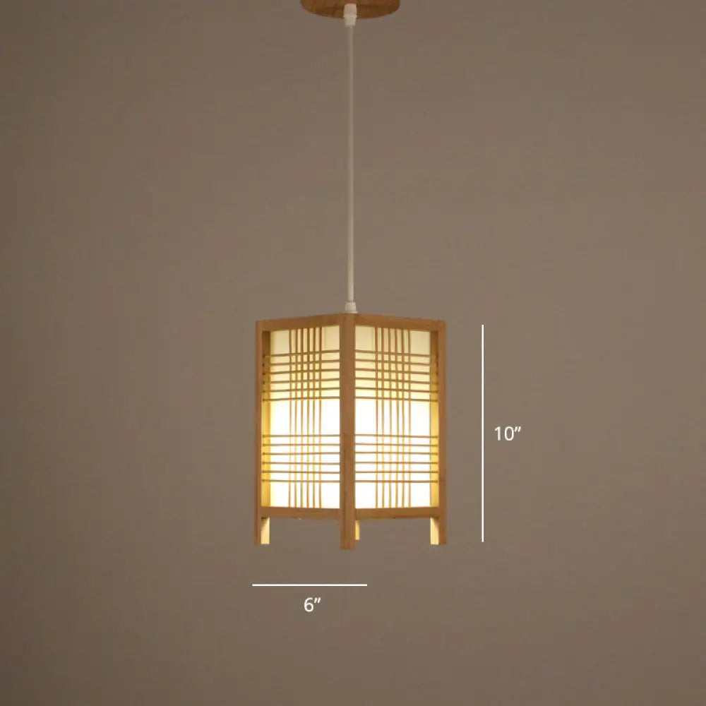 Handcrafted Bamboo Suspension Pendant Light For Tea Rooms - Minimalist Wood Design / T