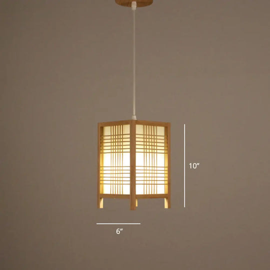 Handcrafted Bamboo Suspension Pendant Light For Tea Rooms - Minimalist Wood Design / T