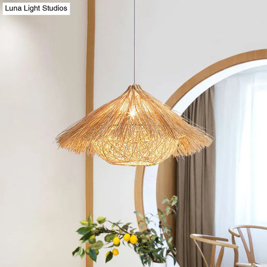 Handcrafted Japanese 1-Head Rattan Ceiling Pendant Light