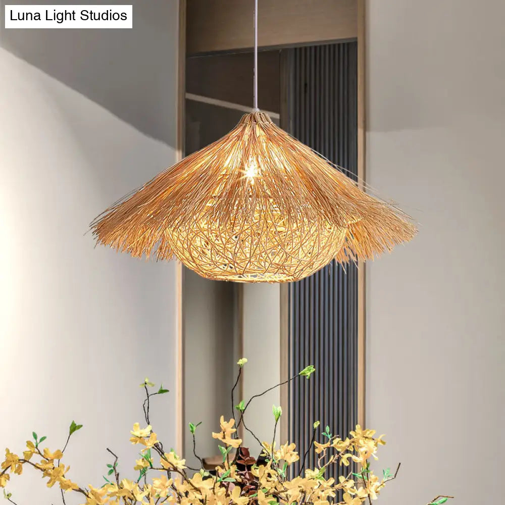 Handcrafted Japanese 1-Head Rattan Ceiling Pendant Light