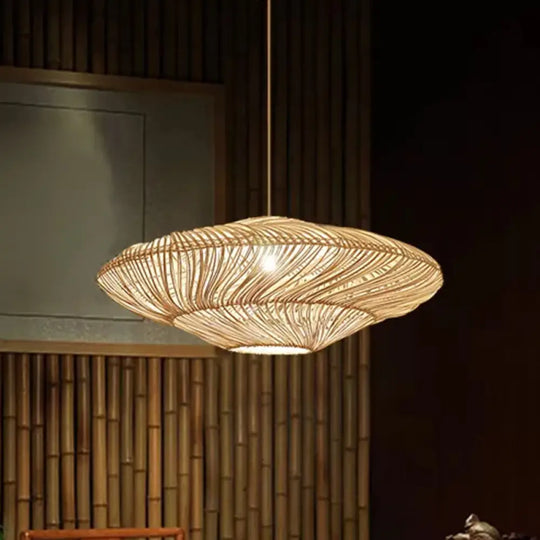 Handcrafted Minimalist Rattan Pendant Ceiling Light - Wood Suspension Lighting For Restaurants /