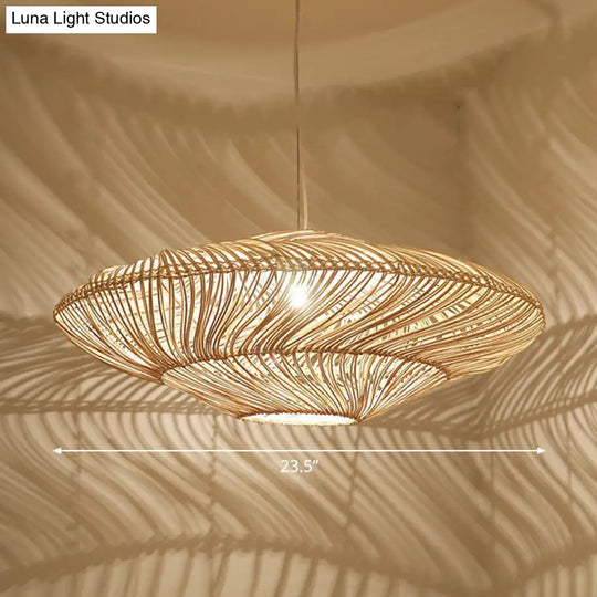 Handcrafted Minimalist Rattan Pendant Ceiling Light - Wood Suspension Lighting For Restaurants