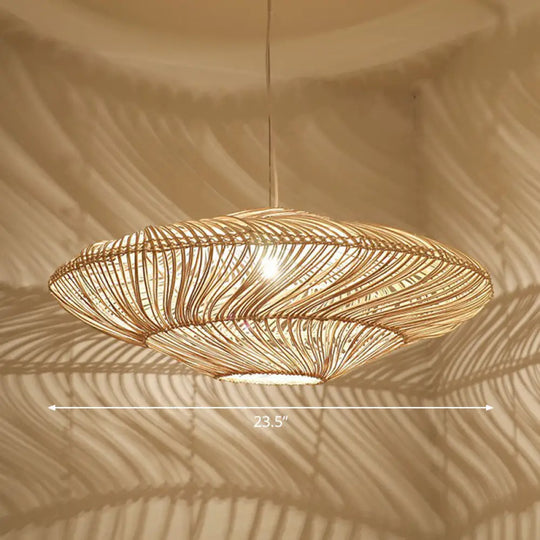 Handcrafted Minimalist Rattan Pendant Ceiling Light - Wood Suspension Lighting For Restaurants /