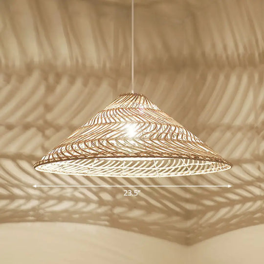 Handcrafted Minimalist Rattan Pendant Ceiling Light - Wood Suspension Lighting For Restaurants /