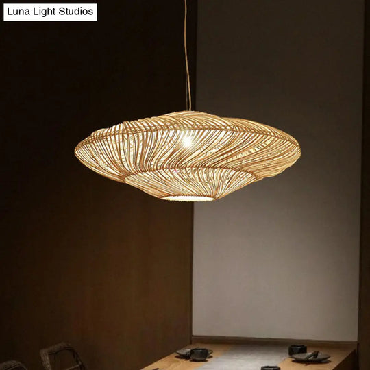 Handcrafted Minimalist Rattan Pendant Ceiling Light - Wood Suspension Lighting For Restaurants