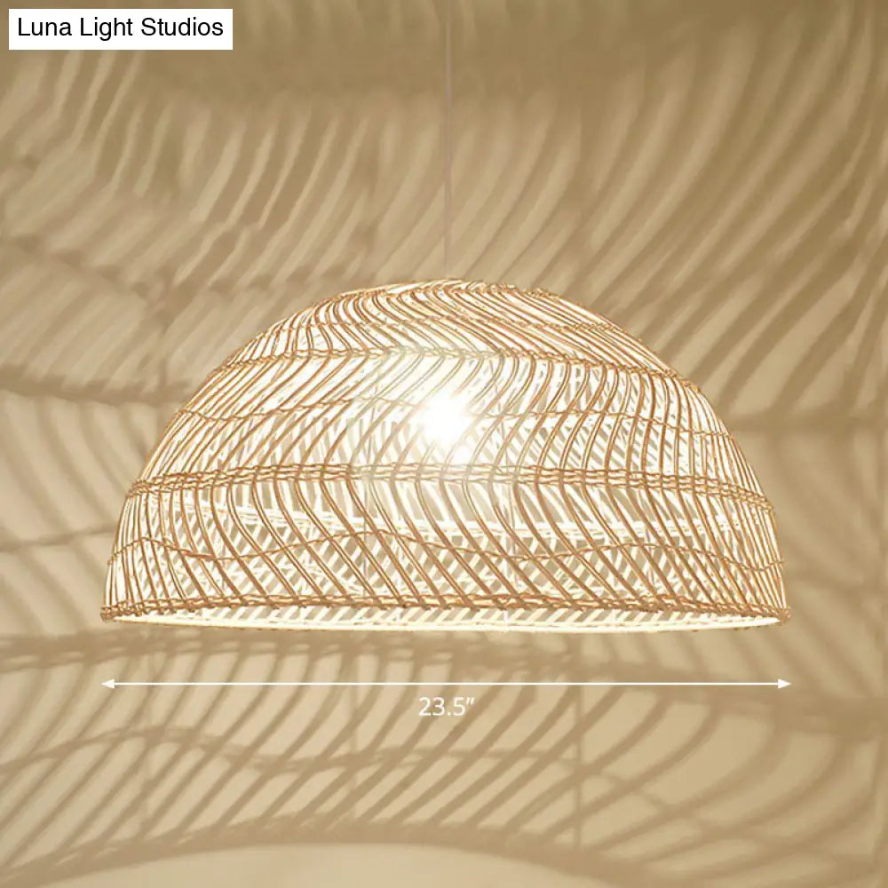 Handcrafted Minimalist Rattan Pendant Ceiling Light - Wood Suspension Lighting For Restaurants