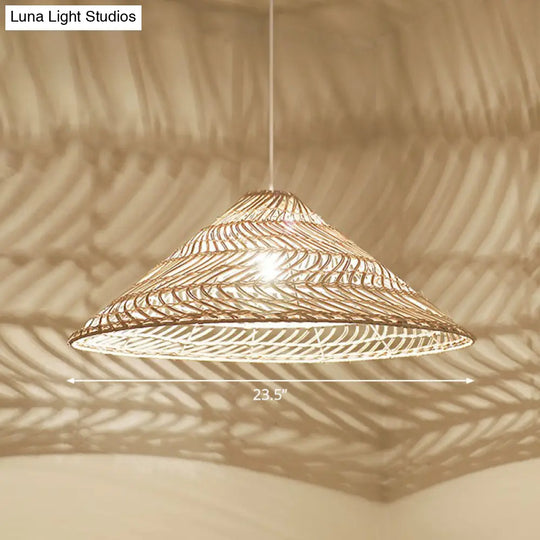 Handcrafted Minimalist Rattan Pendant Ceiling Light - Wood Suspension Lighting For Restaurants