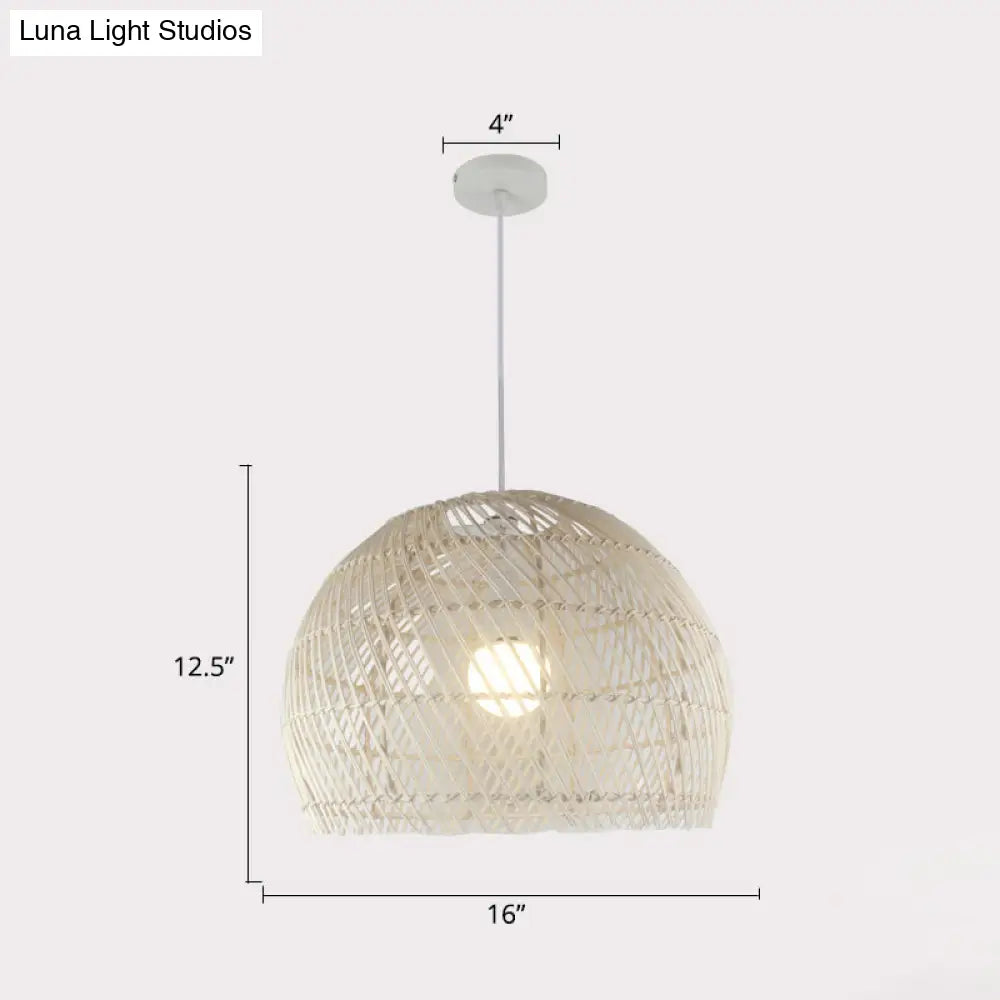 Handcrafted Rattan Suspension Light - Simplicity Wood Pendant Fixture For Restaurants