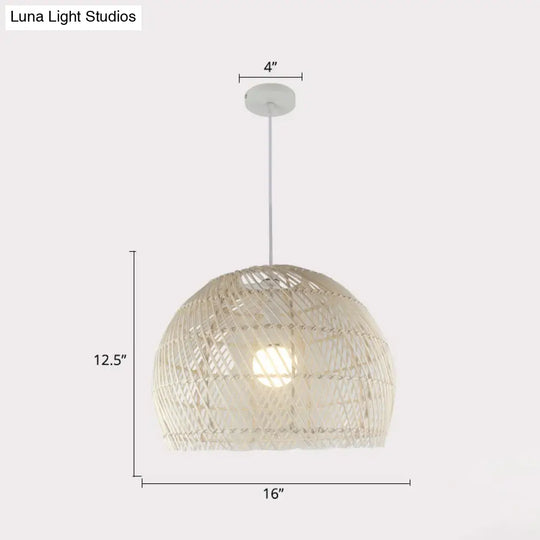 Handcrafted Rattan Suspension Light - Simplicity Wood Pendant Fixture For Restaurants