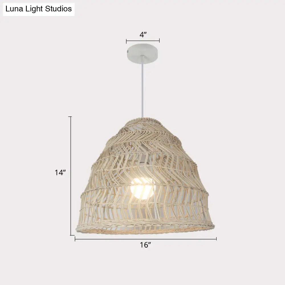 Handcrafted Rattan Suspension Light - Simplicity Wood Pendant Fixture For Restaurants