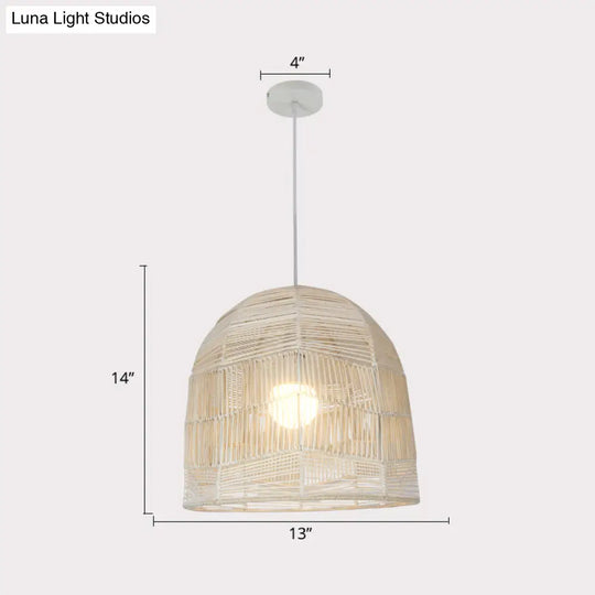 Handcrafted Rattan Suspension Light - Simplicity Wood Pendant Fixture For Restaurants