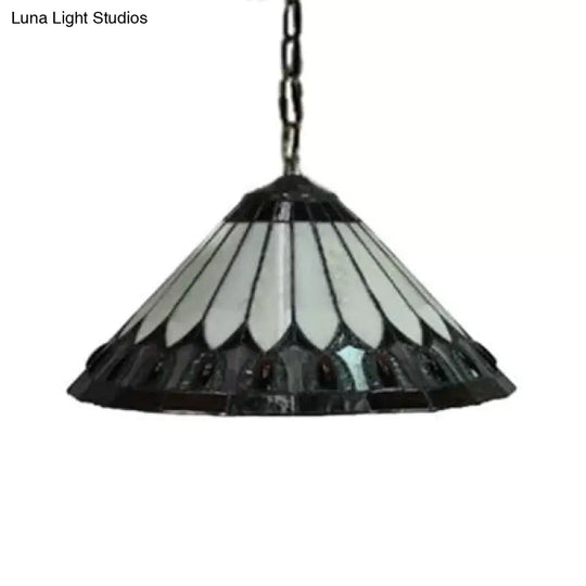 Handcrafted Tiffany-Style Suspension Lamp With Fish Tail And Gem Design In Beige